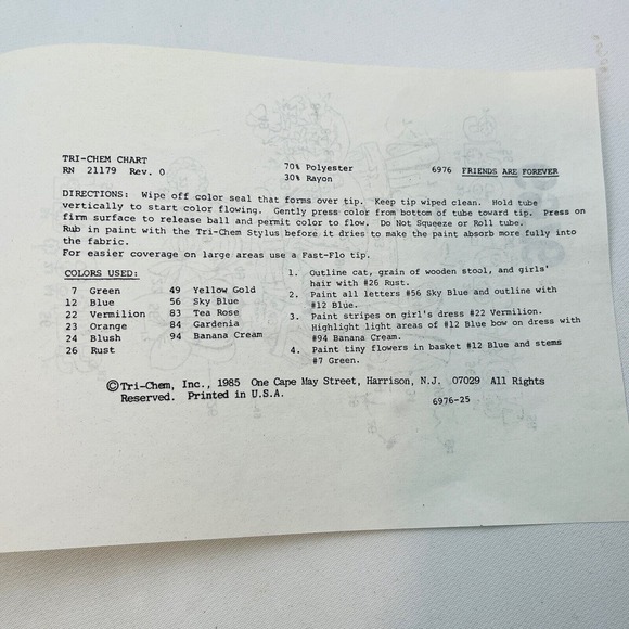 Friends Are Forever #6976 Tri-Chem Chart Picture To Paint 1985 Vintage - Picture 4 of 5